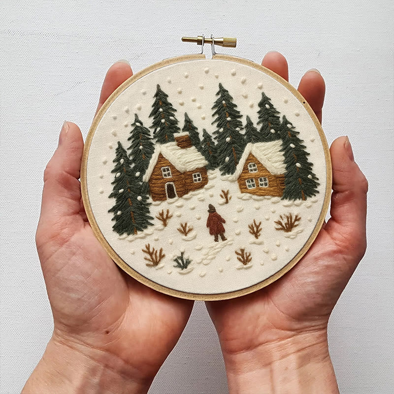 Rubbyoo Embroidery Kit - Snowy Town | Winter Landscape Craft | Christmas Handmade Decor  - image 6