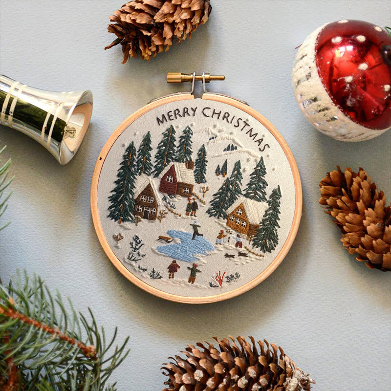 Rubbyoo Embroidery Kit - Snowy Village Scene | Handmade Crafts For Friends | Diy Christmas Needlepoint - image 2