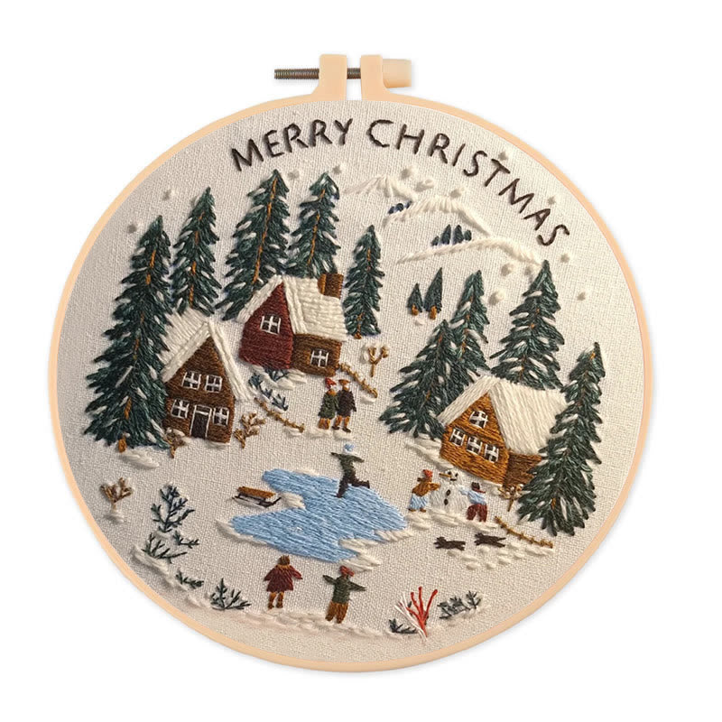 Rubbyoo Embroidery Kit - Snowy Village Scene | Handmade Crafts For Friends | Diy Christmas Needlepoint - 20*20cm - image 0