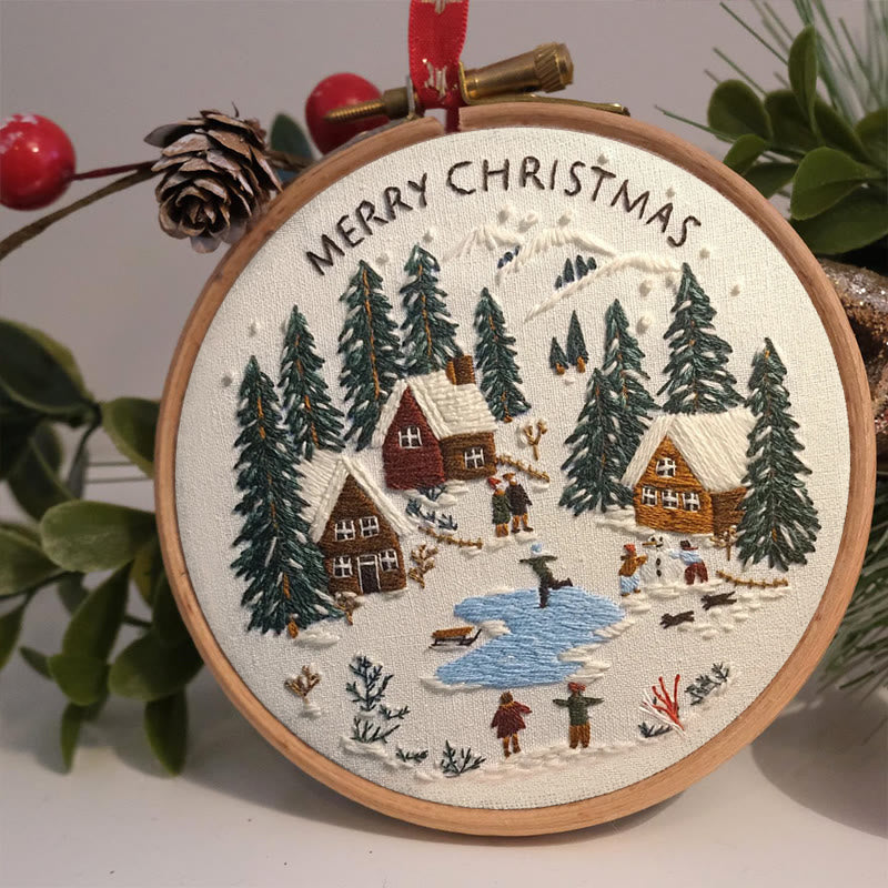 Rubbyoo Embroidery Kit - Snowy Village Scene | Handmade Crafts For Friends | Diy Christmas Needlepoint - image 3