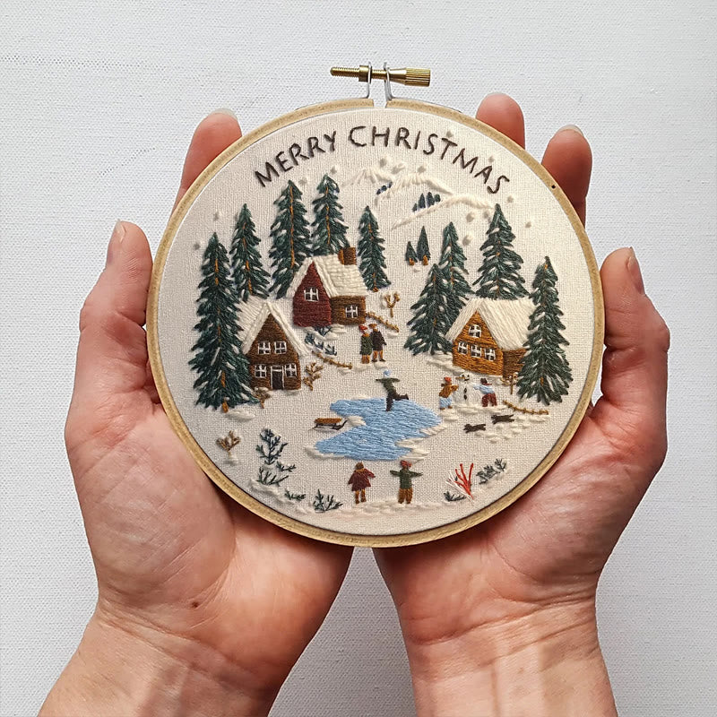 Rubbyoo Embroidery Kit - Snowy Village Scene | Handmade Crafts For Friends | Diy Christmas Needlepoint - image 6