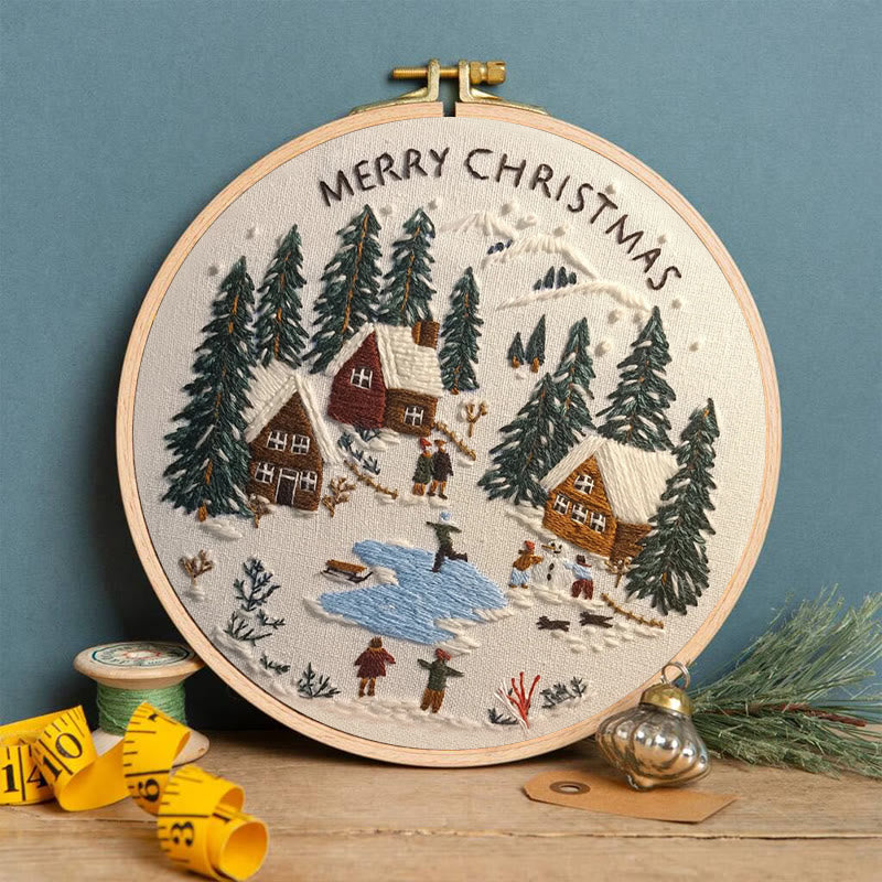 Rubbyoo Embroidery Kit - Snowy Village Scene | Handmade Crafts For Friends | Diy Christmas Needlepoint - image 7