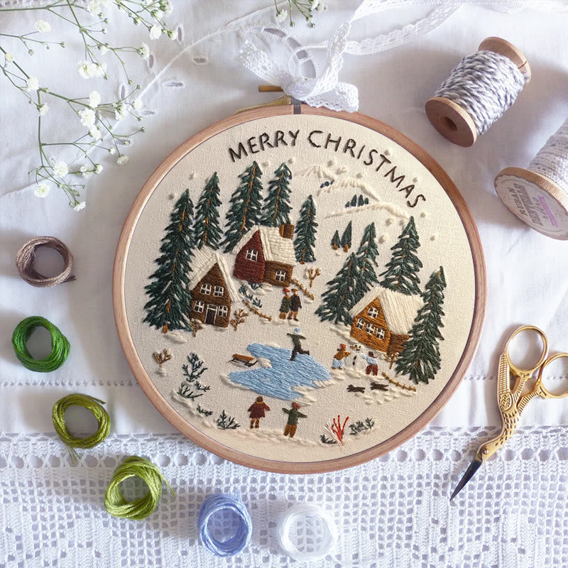 Rubbyoo Embroidery Kit - Snowy Village Scene | Handmade Crafts For Friends | Diy Christmas Needlepoint - image 8