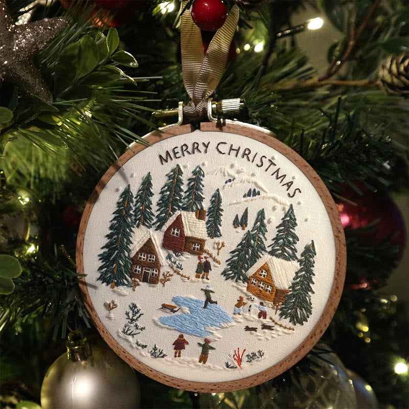 Rubbyoo Embroidery Kit - Snowy Village Scene | Handmade Crafts For Friends | Diy Christmas Needlepoint - image 1