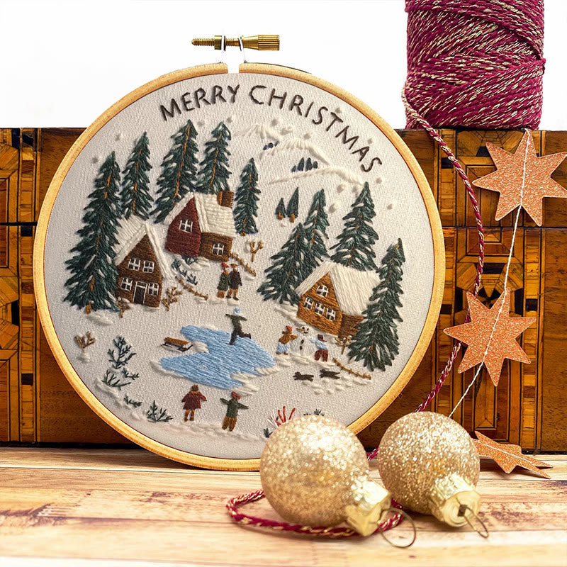 Rubbyoo Embroidery Kit - Snowy Village Scene | Handmade Crafts For Friends | Diy Christmas Needlepoint - image 4