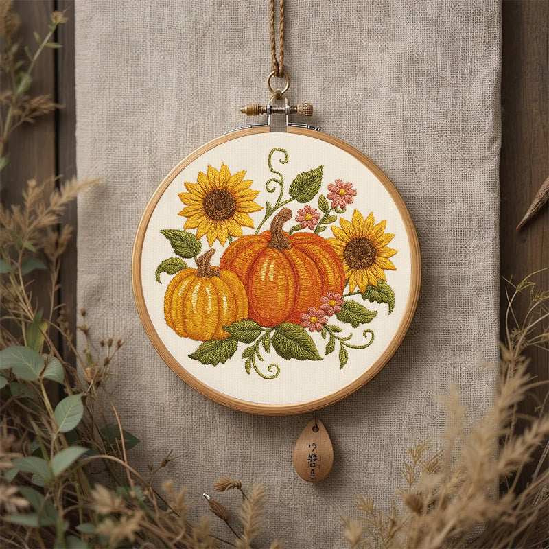 Rubbyoo Embroidery Kit - Sunflower Pumpkin | Diy Helloween Craft | Easy Beginner Needlework - image 1
