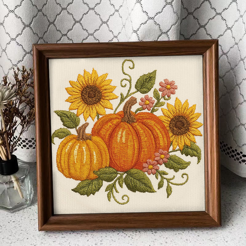Rubbyoo Embroidery Kit - Sunflower Pumpkin | Diy Helloween Craft | Easy Beginner Needlework - Embroidery Kit Plus An Extra Frame - image 9