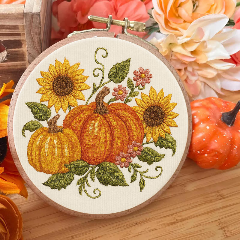 Rubbyoo Embroidery Kit - Sunflower Pumpkin | Diy Helloween Craft | Easy Beginner Needlework - image 2