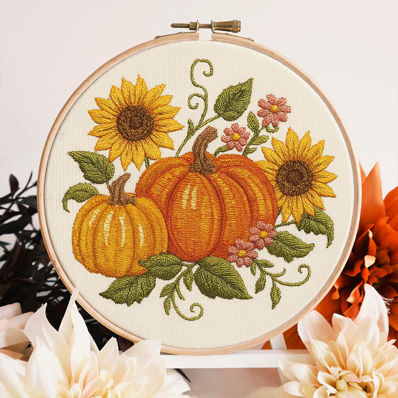 Rubbyoo Embroidery Kit - Sunflower Pumpkin | Diy Helloween Craft | Easy Beginner Needlework - image 3