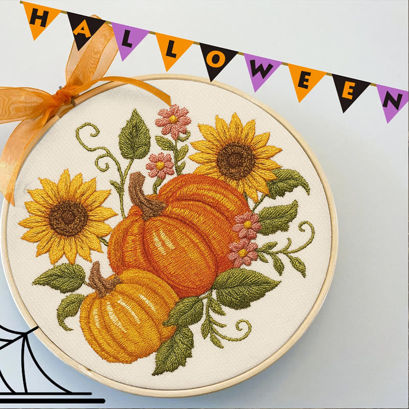 Rubbyoo Embroidery Kit - Sunflower Pumpkin | Diy Helloween Craft | Easy Beginner Needlework - image 4