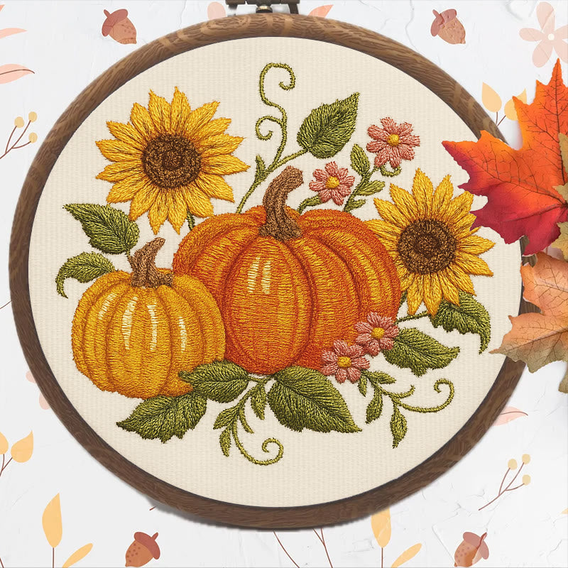 Rubbyoo Embroidery Kit - Sunflower Pumpkin | Diy Helloween Craft | Easy Beginner Needlework - image 5