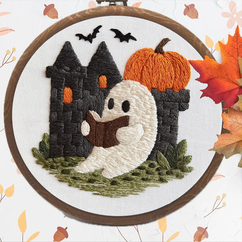 Rubbyoo Embroidery Kit - Halloween Reading Ghost | Spooky Handicraft For Halloween | Nice Artwork For Home Decor - image 6