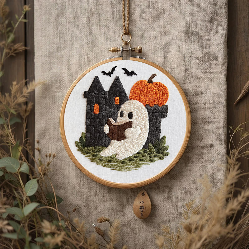 Rubbyoo Embroidery Kit - Halloween Reading Ghost | Spooky Handicraft For Halloween | Nice Artwork For Home Decor - image 8