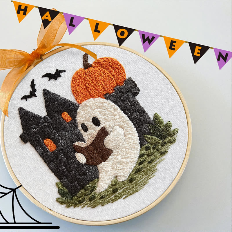 Rubbyoo Embroidery Kit - Halloween Reading Ghost | Spooky Handicraft For Halloween | Nice Artwork For Home Decor - image 5