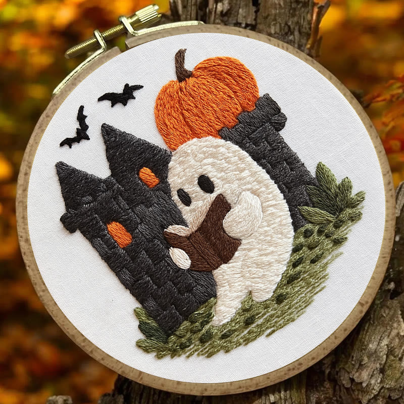 Rubbyoo Embroidery Kit - Halloween Reading Ghost | Spooky Handicraft For Halloween | Nice Artwork For Home Decor - image 3