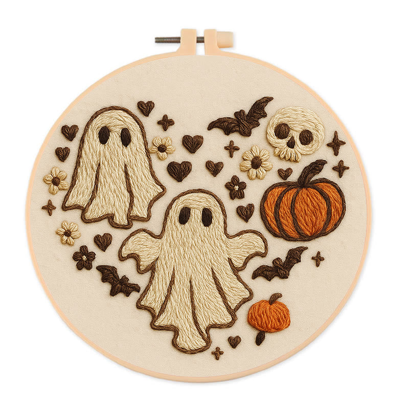 Rubbyoo Embroidery Kit - Halloween Bats And Ghosts | Spooky Halloween Decor | Diy Holiday Handicraft - 20*20cm - image 0