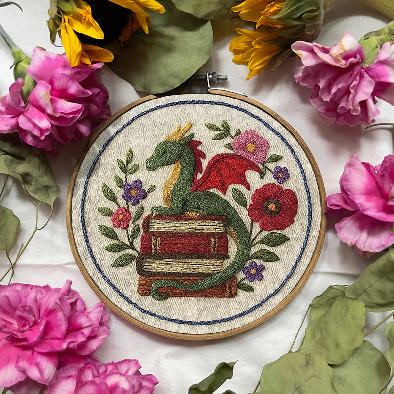 Rubbyoo Embroidery Kit - Fantasy Floral Dragon | Unique Animal Handicraft | Nice For Room Decor - image 1