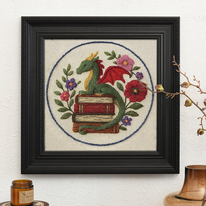 Rubbyoo Embroidery Kit - Fantasy Floral Dragon | Unique Animal Handicraft | Nice For Room Decor - Embroidery Kit Plus An Extra Frame - image 9