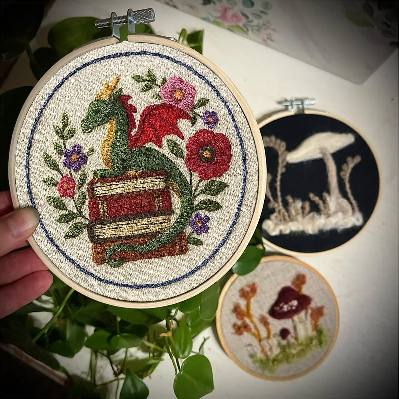 Rubbyoo Embroidery Kit - Fantasy Floral Dragon | Unique Animal Handicraft | Nice For Room Decor - image 2