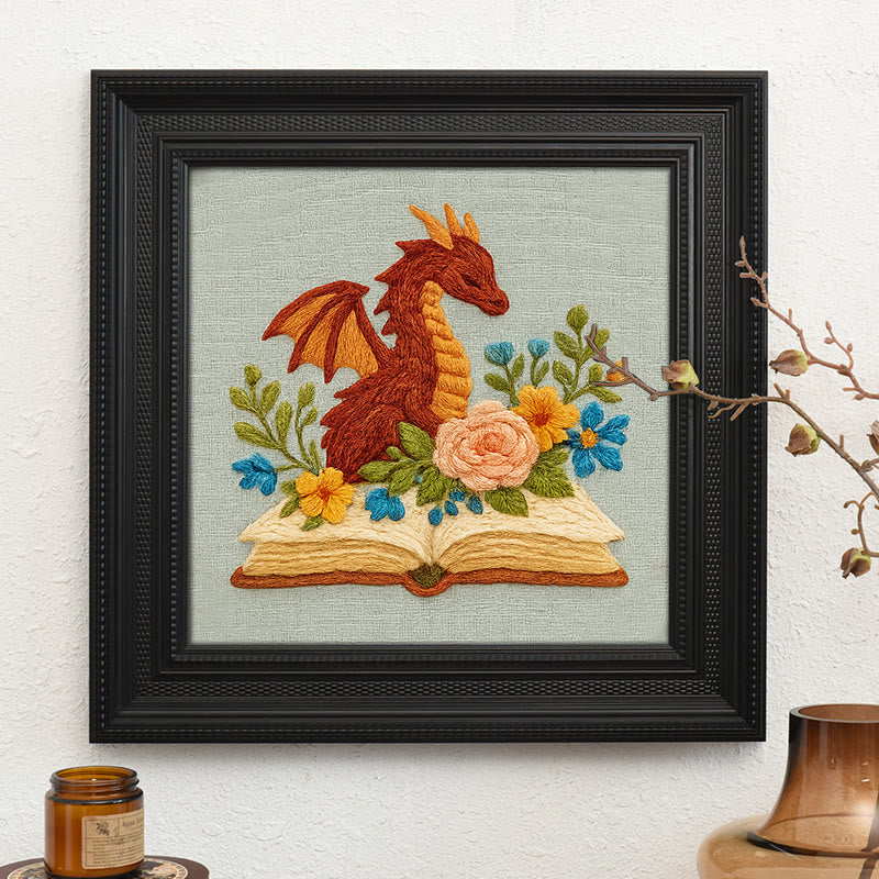 Rubbyoo Embroidery Kit - Dragon With Floral Books | Beginner Friendly Artwork | Unique Animal Collection  - Embroidery Kit Plus An Extra Frame - image 8