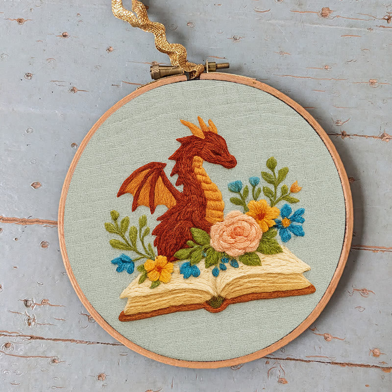 Rubbyoo Embroidery Kit - Dragon With Floral Books | Beginner Friendly Artwork | Unique Animal Collection  - image 6