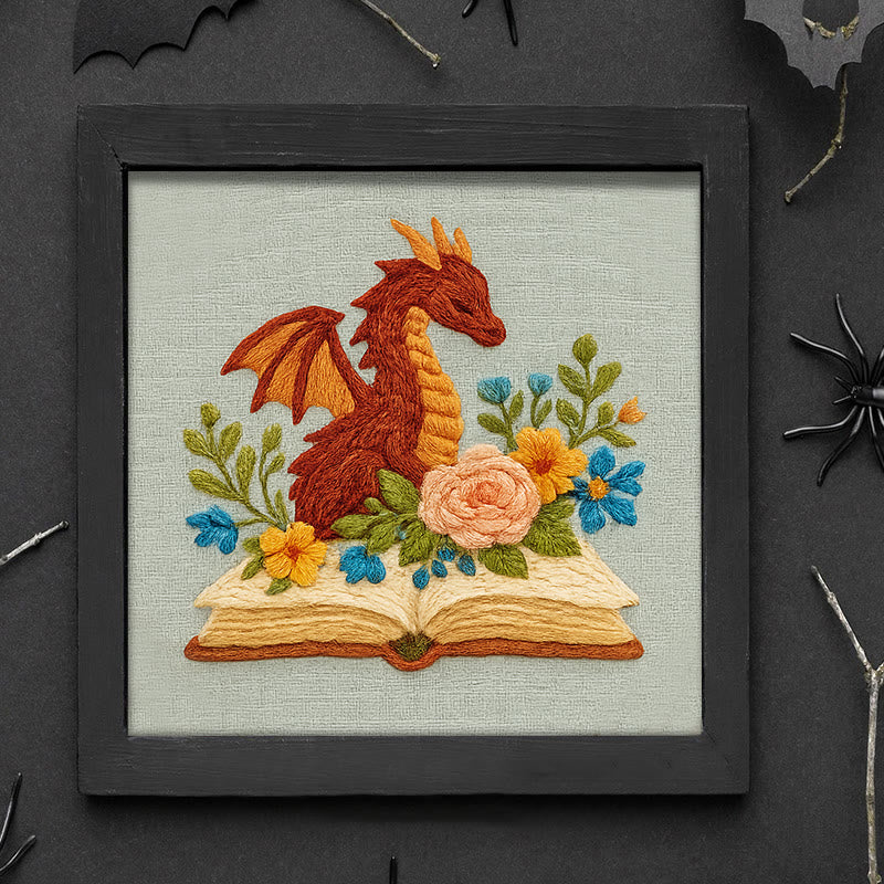 Rubbyoo Embroidery Kit - Dragon With Floral Books | Beginner Friendly Artwork | Unique Animal Collection  - image 9