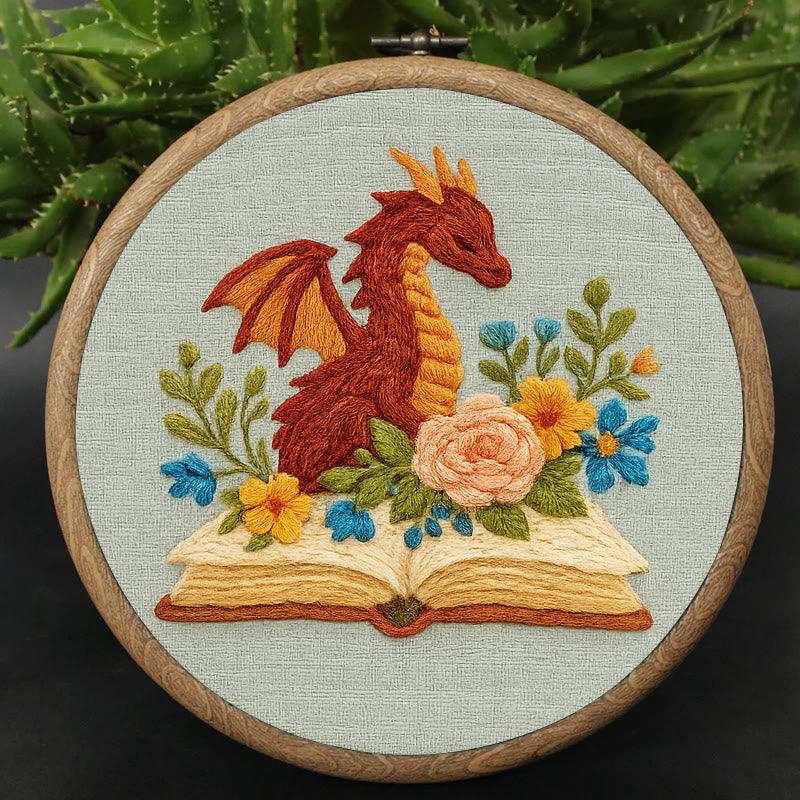 Rubbyoo Embroidery Kit - Dragon With Floral Books | Beginner Friendly Artwork | Unique Animal Collection  - image 5