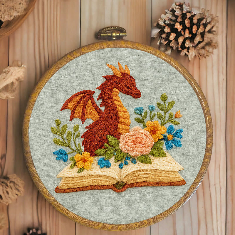 Rubbyoo Embroidery Kit - Dragon With Floral Books | Beginner Friendly Artwork | Unique Animal Collection  - image 7