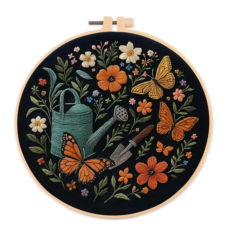 Rubbyoo Embroidery Kit - Plants And Butterfly | Diy Aesthetic Needlework Gift | Stunning Wall Decor  - 20*20cm - image 0