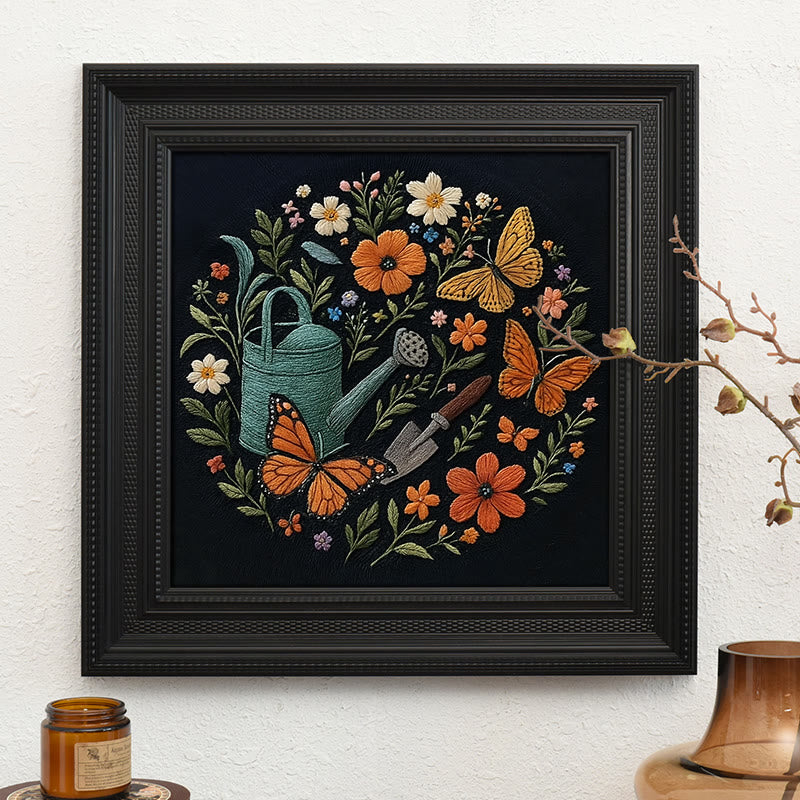 Rubbyoo Embroidery Kit - Plants And Butterfly | Diy Aesthetic Needlework Gift | Stunning Wall Decor  - Embroidery Kit Plus An Extra Frame - image 8