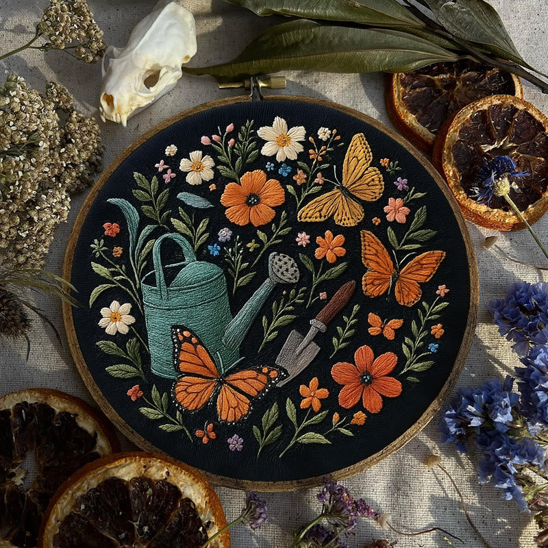 Rubbyoo Embroidery Kit - Plants And Butterfly | Diy Aesthetic Needlework Gift | Stunning Wall Decor  - image 1