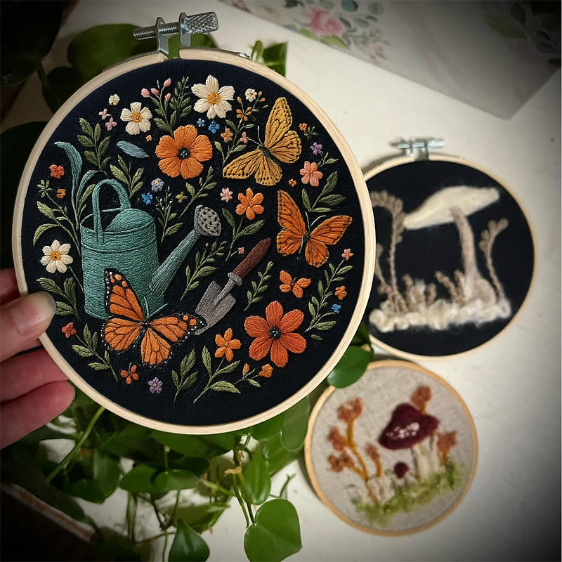 Rubbyoo Embroidery Kit - Plants And Butterfly | Diy Aesthetic Needlework Gift | Stunning Wall Decor  - image 2