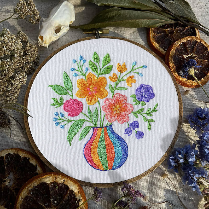 Rubbyoo Embroidery Kit -  Vibrant Flowers | Nice Gifts For Flower Lovers | Perfect For Beginners  - image 1