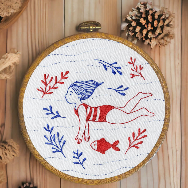 Rubbyoo Embroidery Kit - Diving Girl | Easy Handmade Ornament | Diy Summer Craft - image 7