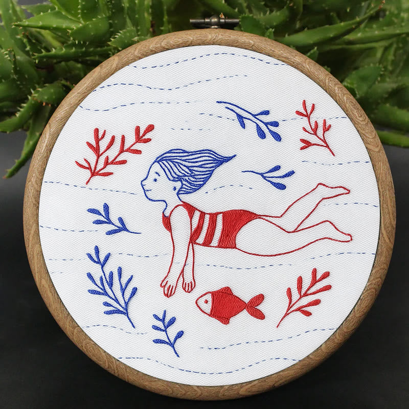 Rubbyoo Embroidery Kit - Diving Girl | Easy Handmade Ornament | Diy Summer Craft - image 3