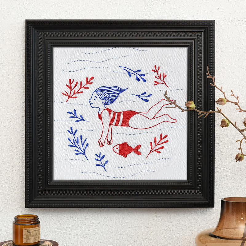 Rubbyoo Embroidery Kit - Diving Girl | Easy Handmade Ornament | Diy Summer Craft - Embroidery Kit Plus An Extra Frame - image 9