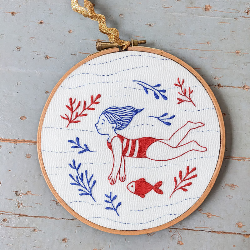 Rubbyoo Embroidery Kit - Diving Girl | Easy Handmade Ornament | Diy Summer Craft - image 6