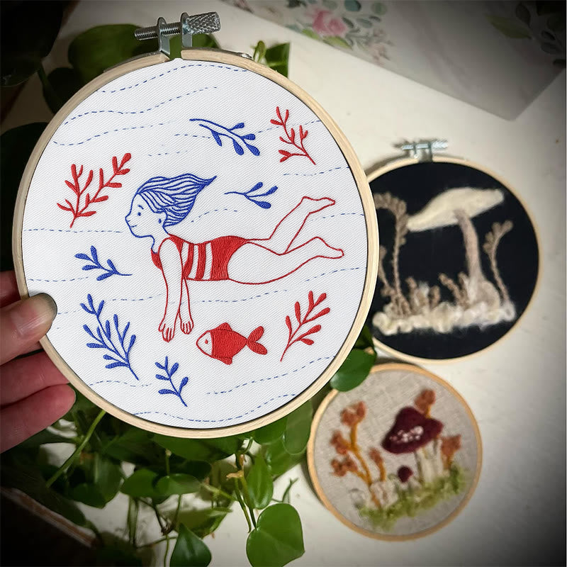 Rubbyoo Embroidery Kit - Diving Girl | Easy Handmade Ornament | Diy Summer Craft - image 4