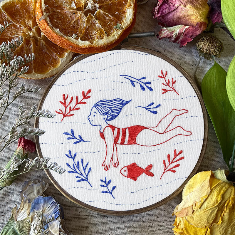 Rubbyoo Embroidery Kit - Diving Girl | Easy Handmade Ornament | Diy Summer Craft - image 5