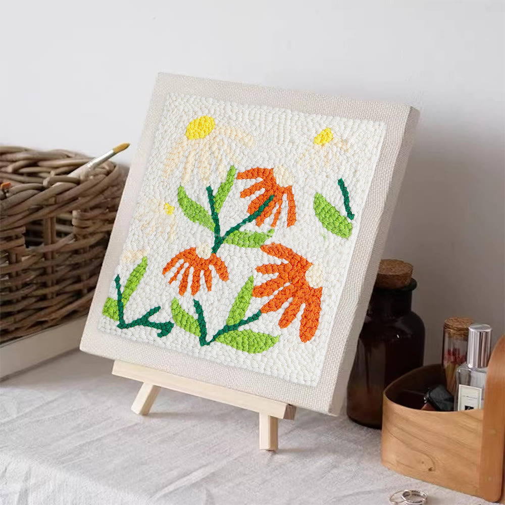 Little Flowers Square Punch Needle Kit - Diy Yarn Craft | Handmade Floral Ornament  - image 4