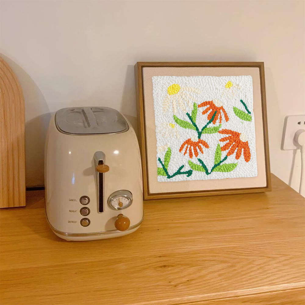 Little Flowers Square Punch Needle Kit - Diy Yarn Craft | Handmade Floral Ornament  - image 3