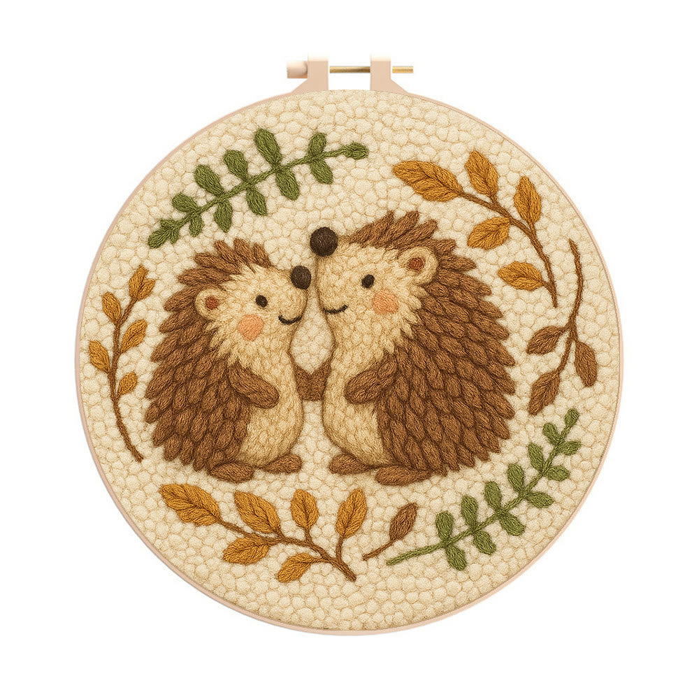 Heartwarming Hedgehog Punch Needle Kit - Cute Animal Handicraft | Perfect Needlework For Craft Lovers - 20cm*20cm - image 0