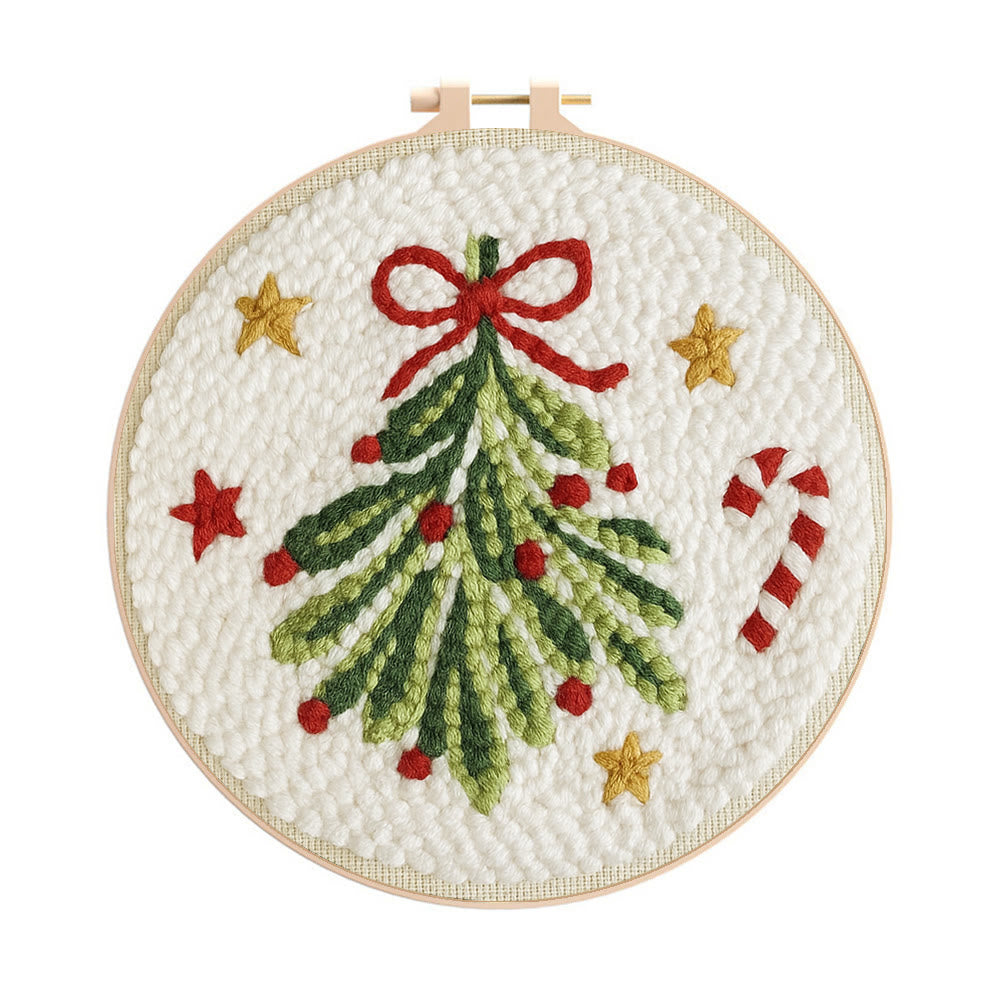 Christmas Tree Punch Needle Kit - Handmade Christmas Decoration | Unique Christmas Handicraft  - 20cm*20cm - image 0