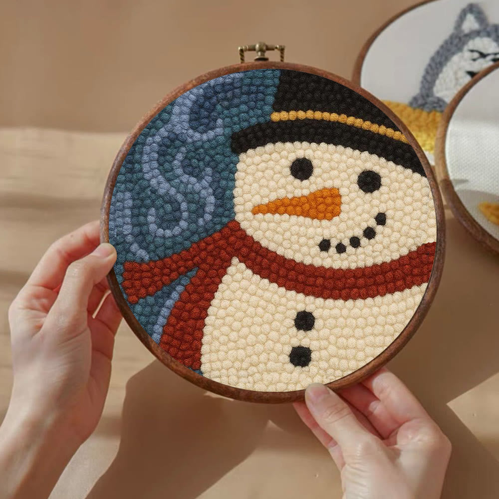 Christmas Snowman Punch Needle Kit - Diy Holiday Wall Decoration | Winter Yarn Craft - image 7