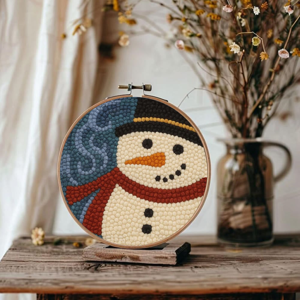 Christmas Snowman Punch Needle Kit - Diy Holiday Wall Decoration | Winter Yarn Craft - image 5