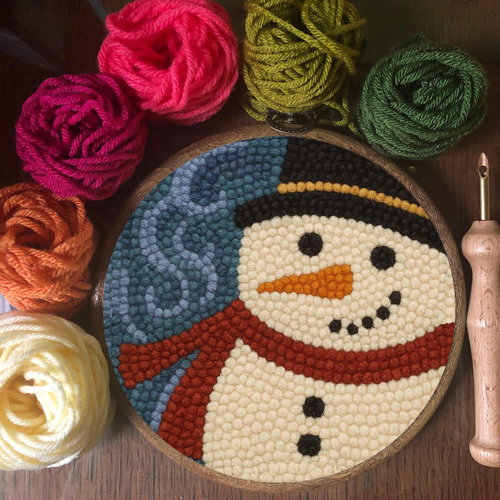 Christmas Snowman Punch Needle Kit - Diy Holiday Wall Decoration | Winter Yarn Craft - image 4