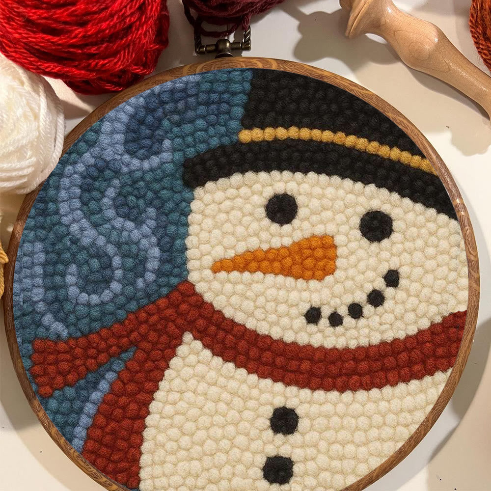 Christmas Snowman Punch Needle Kit - Diy Holiday Wall Decoration | Winter Yarn Craft - image 2