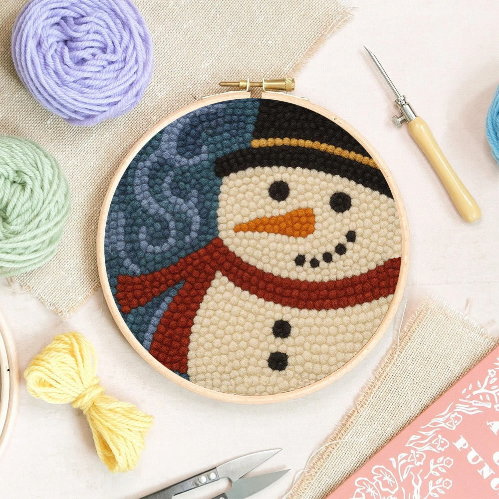 Christmas Snowman Punch Needle Kit - Diy Holiday Wall Decoration | Winter Yarn Craft - image 9