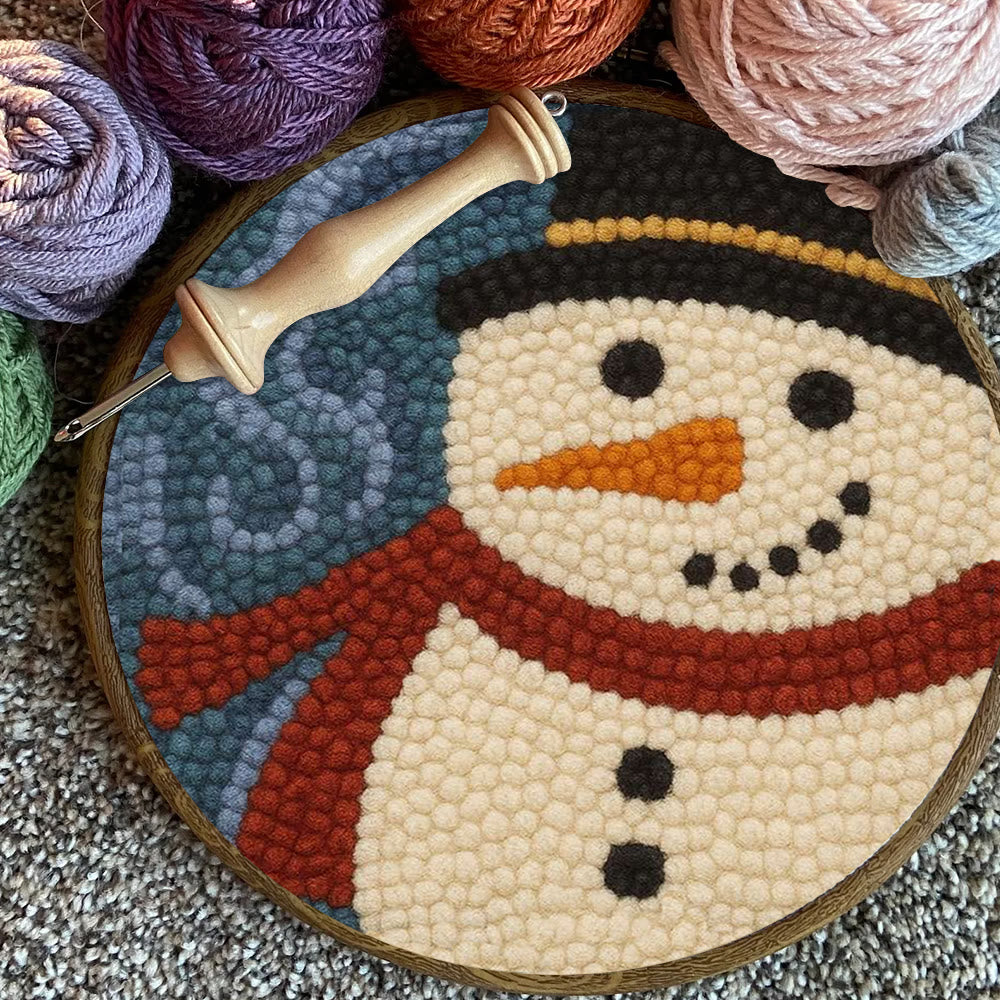 Christmas Snowman Punch Needle Kit - Diy Holiday Wall Decoration | Winter Yarn Craft - image 3