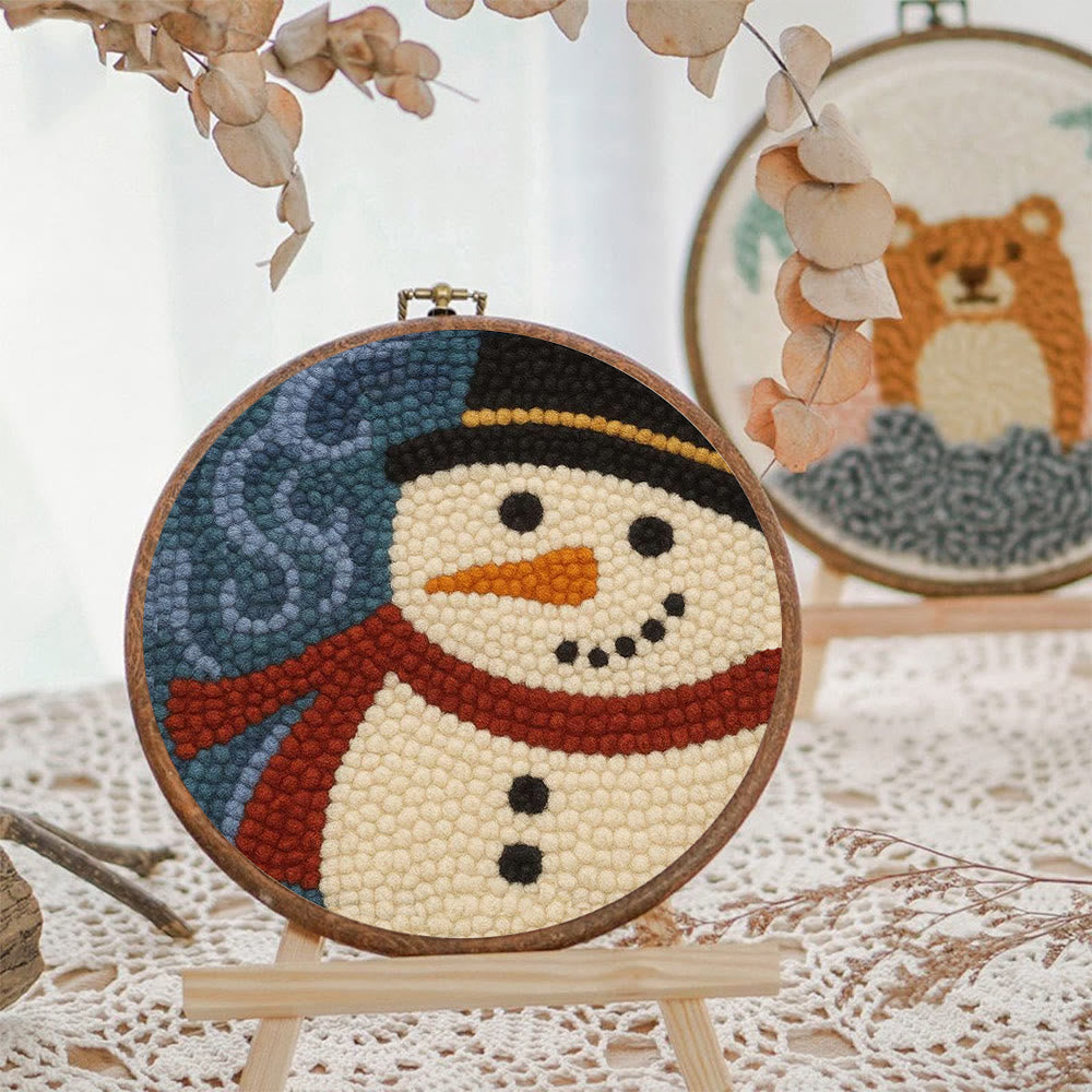 Christmas Snowman Punch Needle Kit - Diy Holiday Wall Decoration | Winter Yarn Craft - image 6